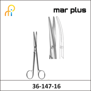 MAR PLUS MAYO SCISSORS RND BLD CVD 165MM